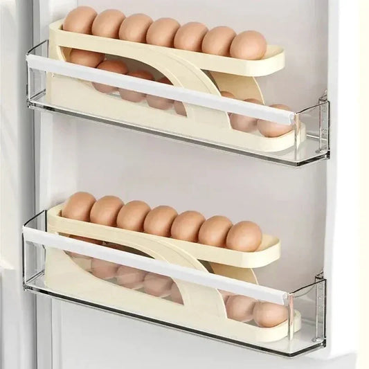 Egg Organizer Automatic Scrolling Egg Rack, Double Layer Egg Storage Tray ( Random Colors )