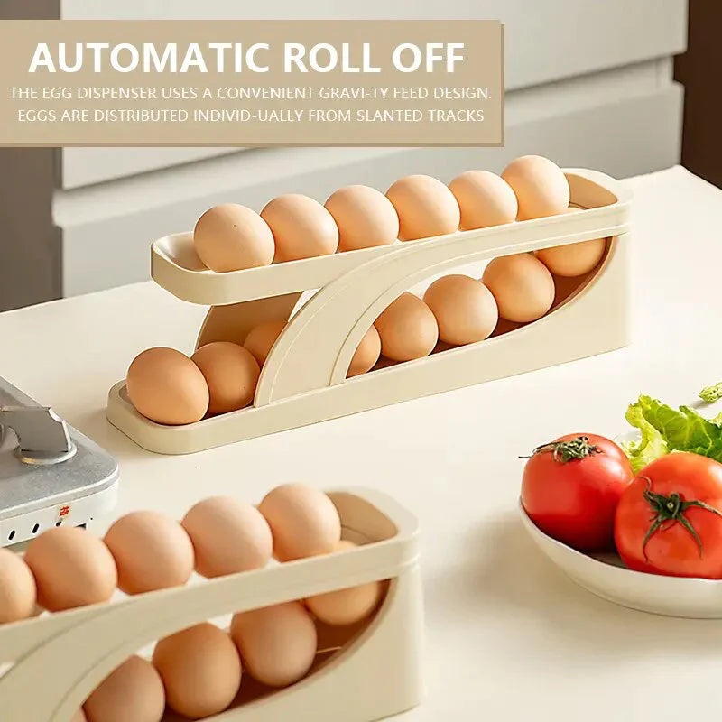 Egg Organizer Automatic Scrolling Egg Rack, Double Layer Egg Storage Tray ( Random Colors )