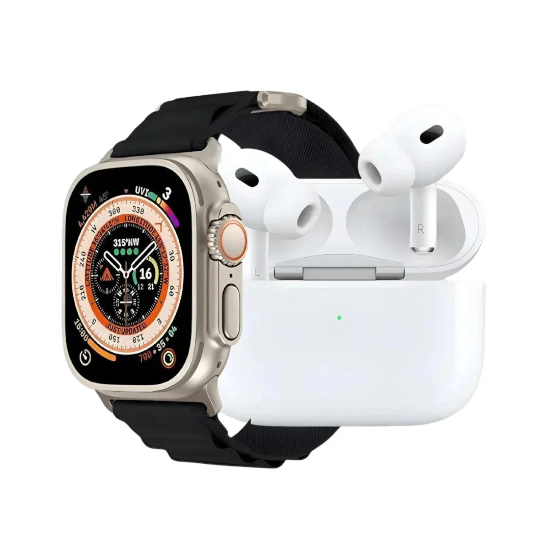 I20 Ultra Watch Max Suit Smart Watch + Earbuds (10 in 1 Set).