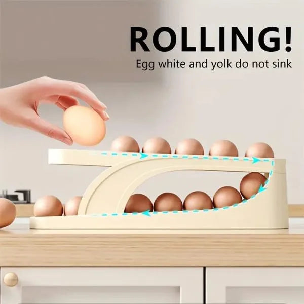 Egg Organizer Automatic Scrolling Egg Rack, Double Layer Egg Storage Tray ( Random Colors )