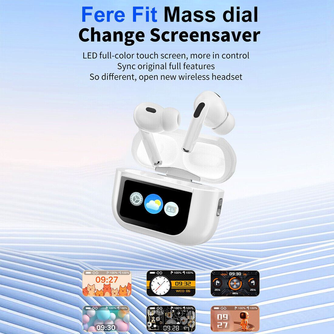 A9 Pro High Quality Sound, ENC Noise Reduction Wireless AirPods With Smart Touch Screen Control.